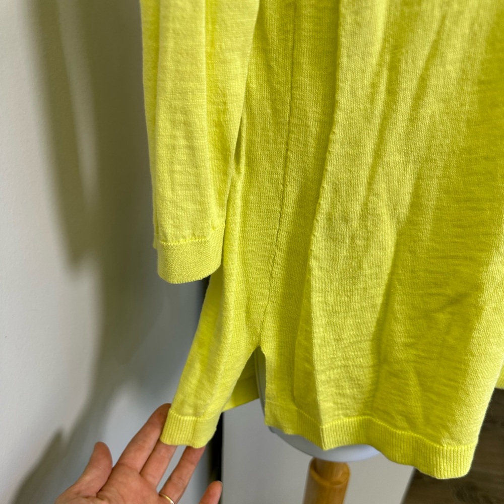Talbots SLUB COTTON V-NECK SWEATER - SOLID Lemon/lime Sz Small - Picture 6 of 7